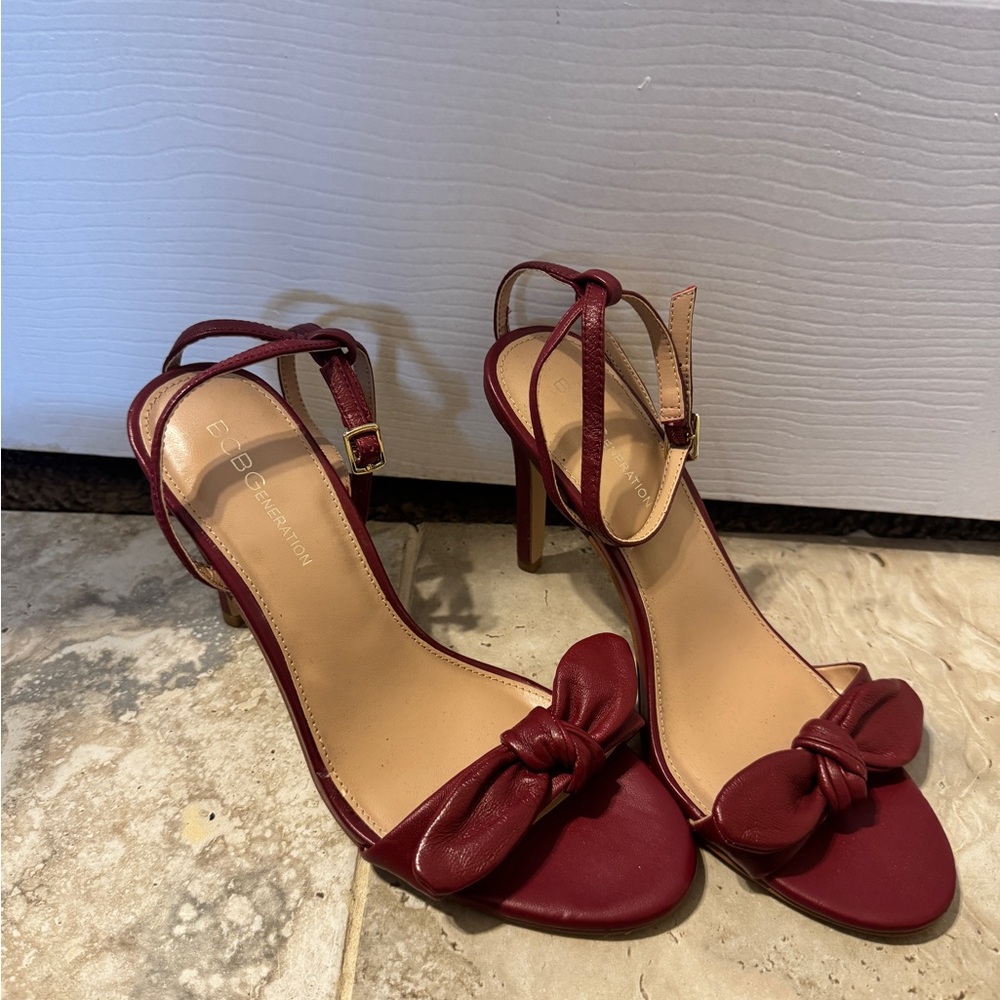BCBG Red Bow Strap Heels